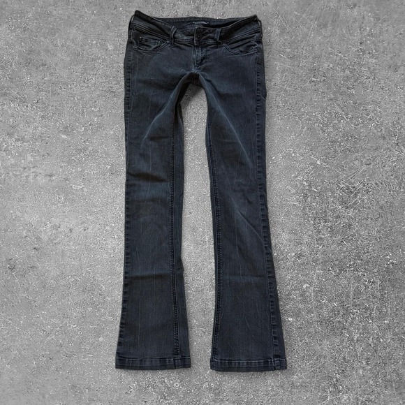 Lovesick Denim - Lovesick Y2K Low Rise Bootcut Jeans Black Purple Stitching Size 7 28 Waist